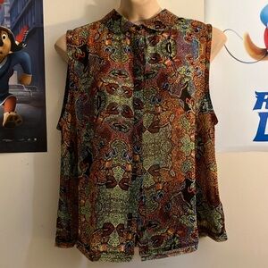 Olsenboye Sleeveless Patterned Top Size Medium NEW NWT